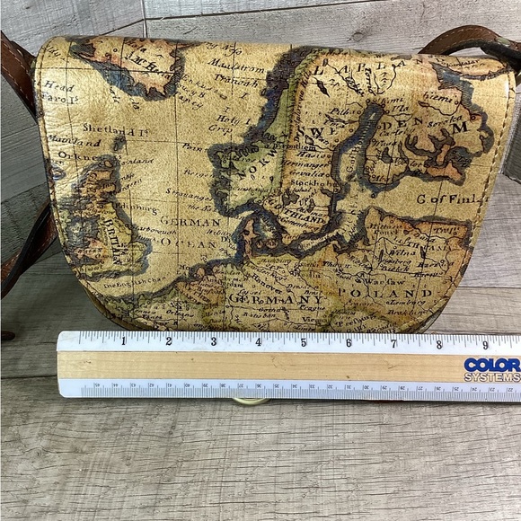 Patricia Nash Brinlee Saddle European  Map Crossbody Bag+ MATCHING COIN PURSE - Picture 3 of 12